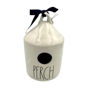 Rae Dunn PERCH White Ceramic Round Birdhouse NEW Home Decor Collectible
